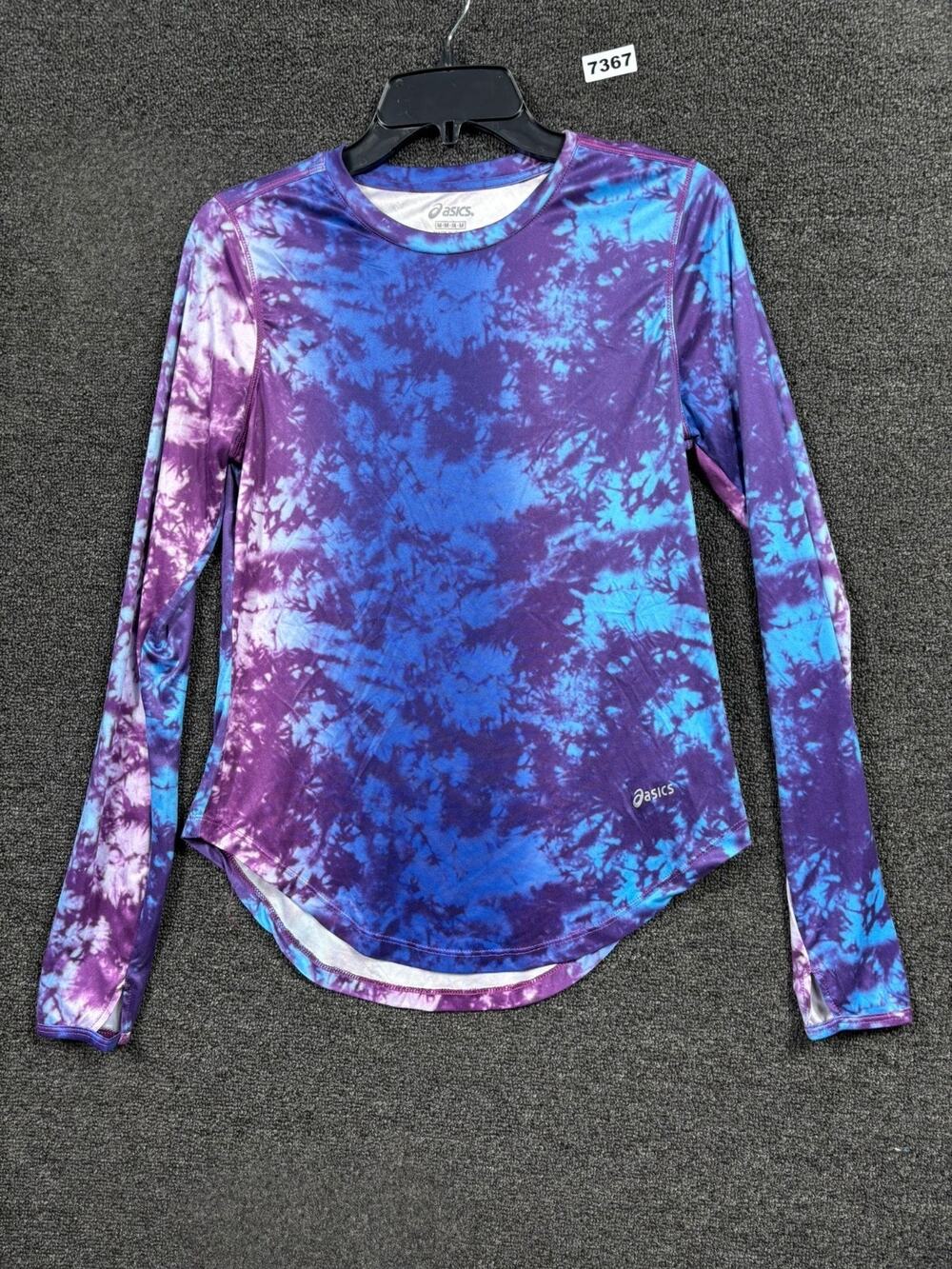 ASICS Shirt Top Womens Size M Purple/Pink Tie Dye Long Sleeve Athleisure